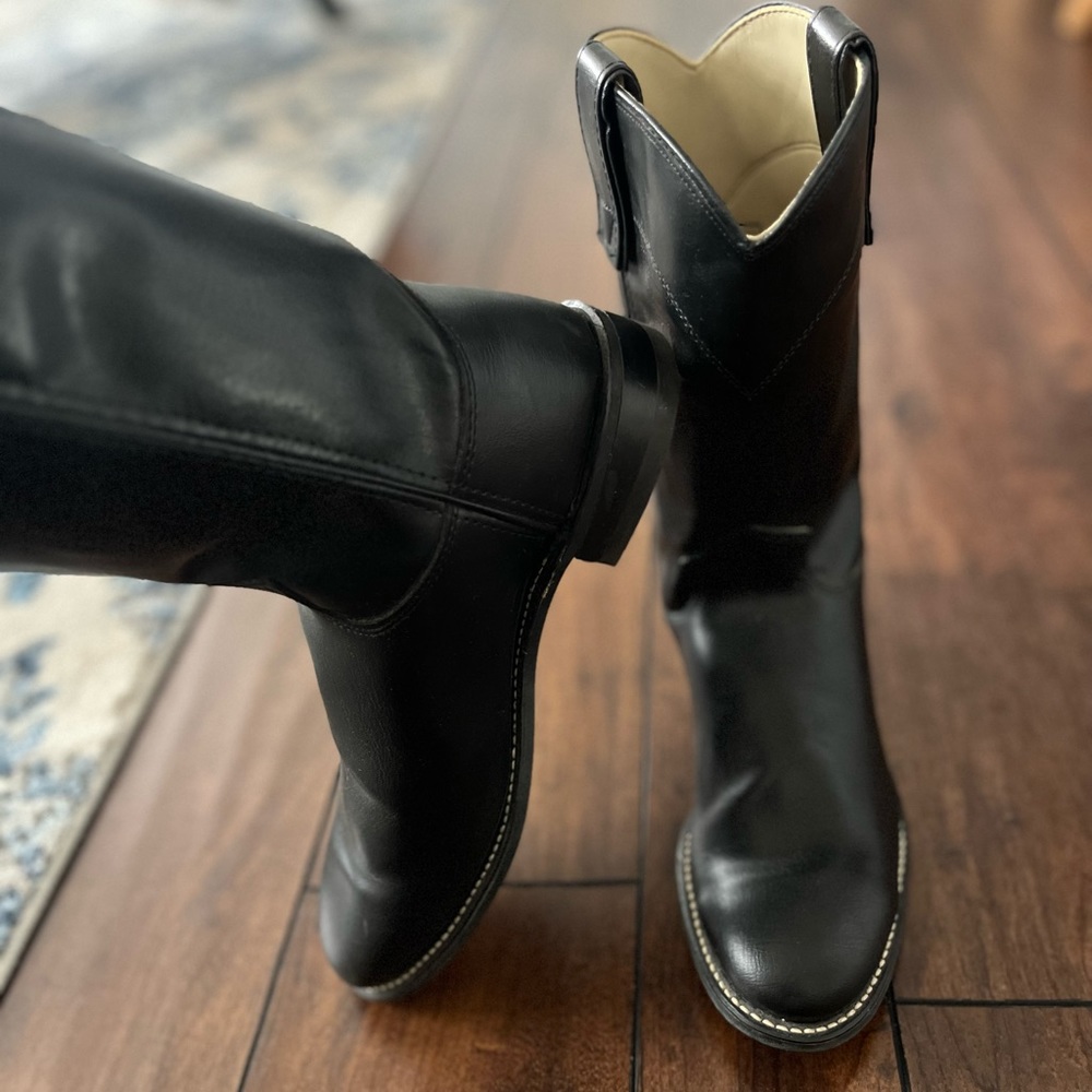 Bronco Vegan Leather cowboy boots in black